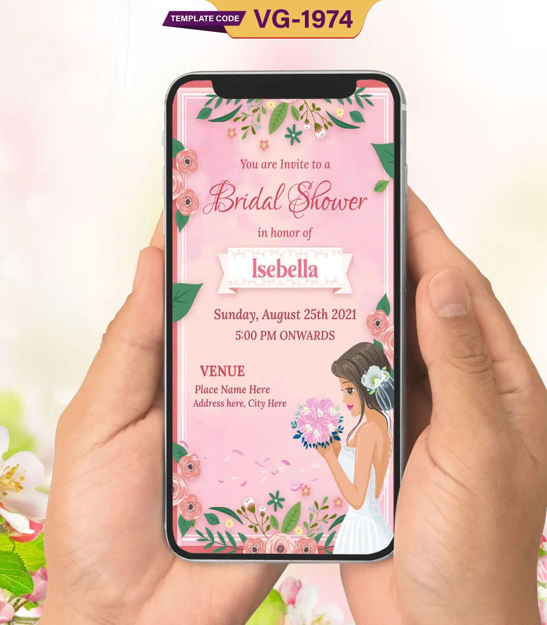 Floral Theme Bridal Shower Invitation | VG-1974