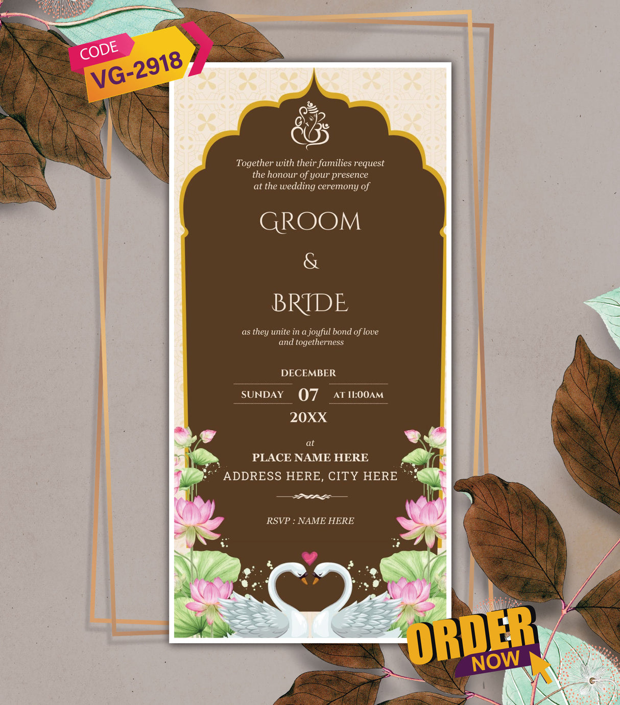 Floral Arch Traditional Wedding Invitation Card