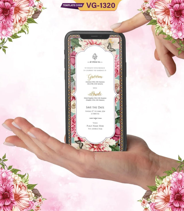 Floral Theme Wedding Card