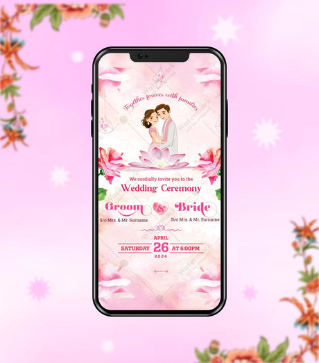 Floral Vertical Wedding Invitation Video