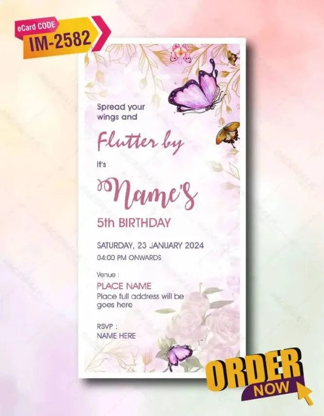 Flutter By Butterflies Birthday Lavender Purple Invitation