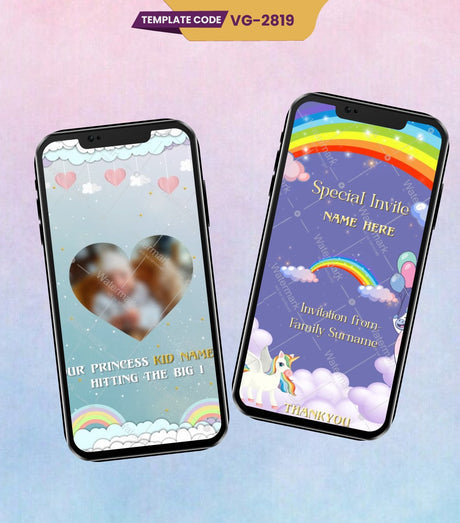 Flying Unicorn 1st Birthday Video Invite 