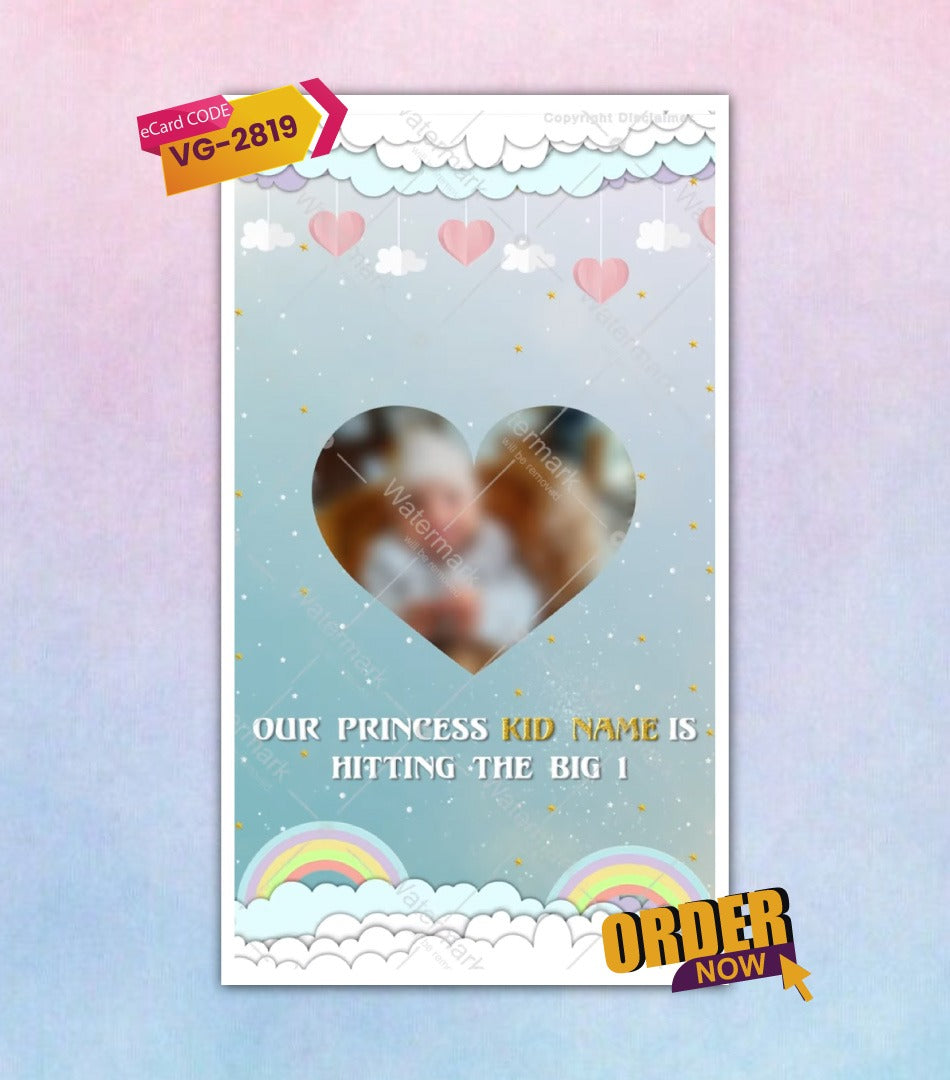 Flying Unicorn 1st Birthday Video Invite 