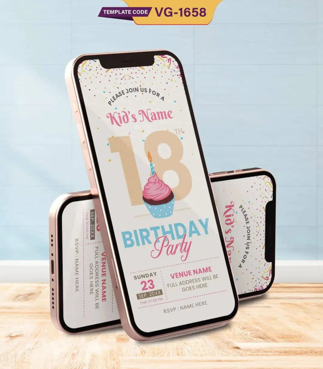 Fun & Colorful 18th Birthday Party Invitation 