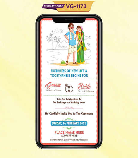 Funny South Indian Wedding Invitation Card | VG-1173