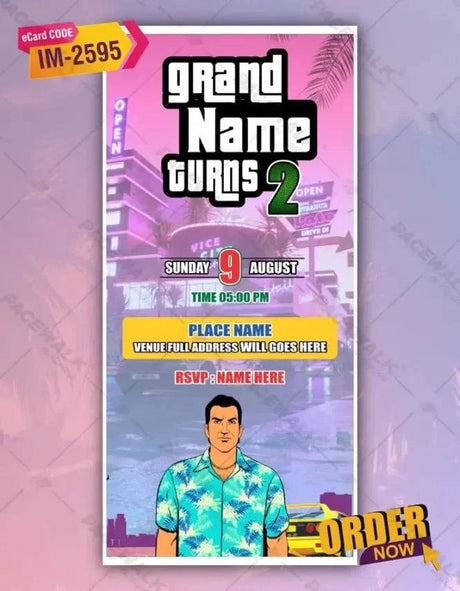 GTA Vice City Birthday Invitation