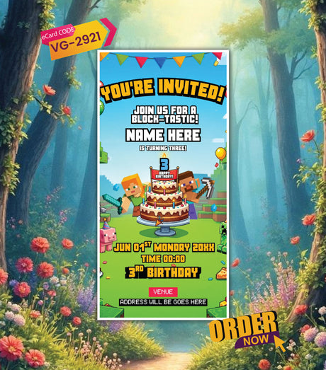 Gaming Theme Birthday Invitation Card