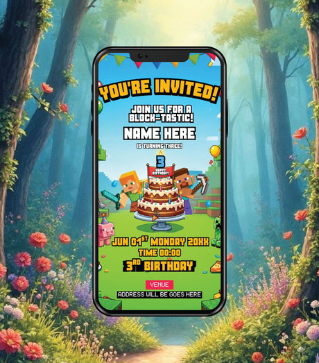 Gaming Theme Birthday Invitation Card