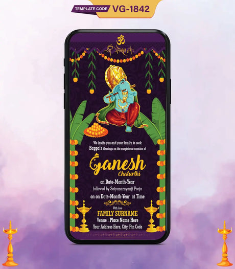 Ganesh Chaturthi Invitation Card Maker | VG-1842