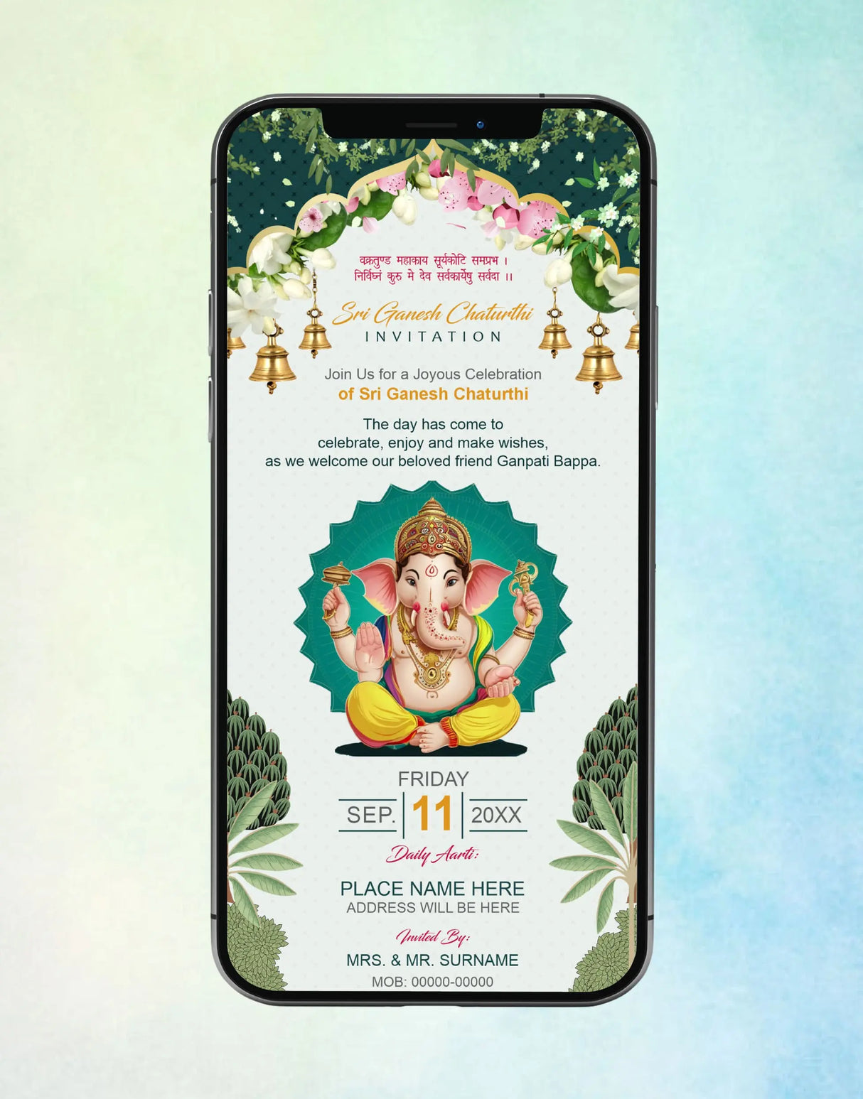 Ganesh Festival Invitation Card | VG-3001