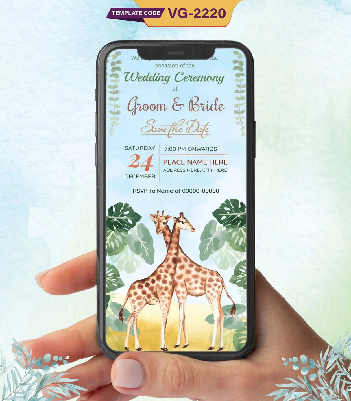 Giraffe Wedding Invitation 