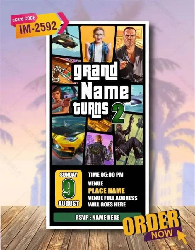 Grand Theft Auto Birthday Invitation 