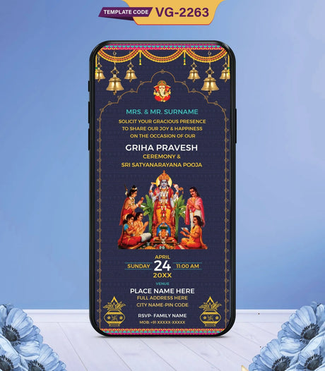 Grihapravesh And Satyanaratan Puja Invitation