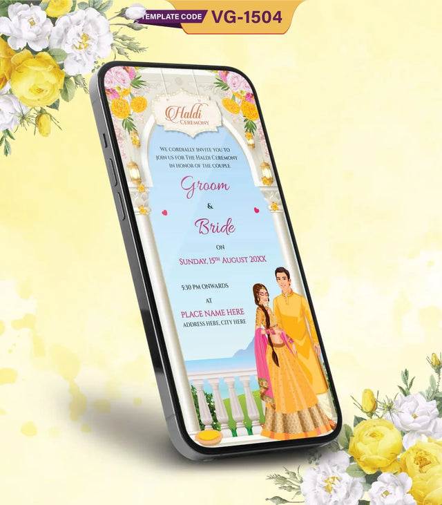 Groom And Bride Haldi Invitation Card