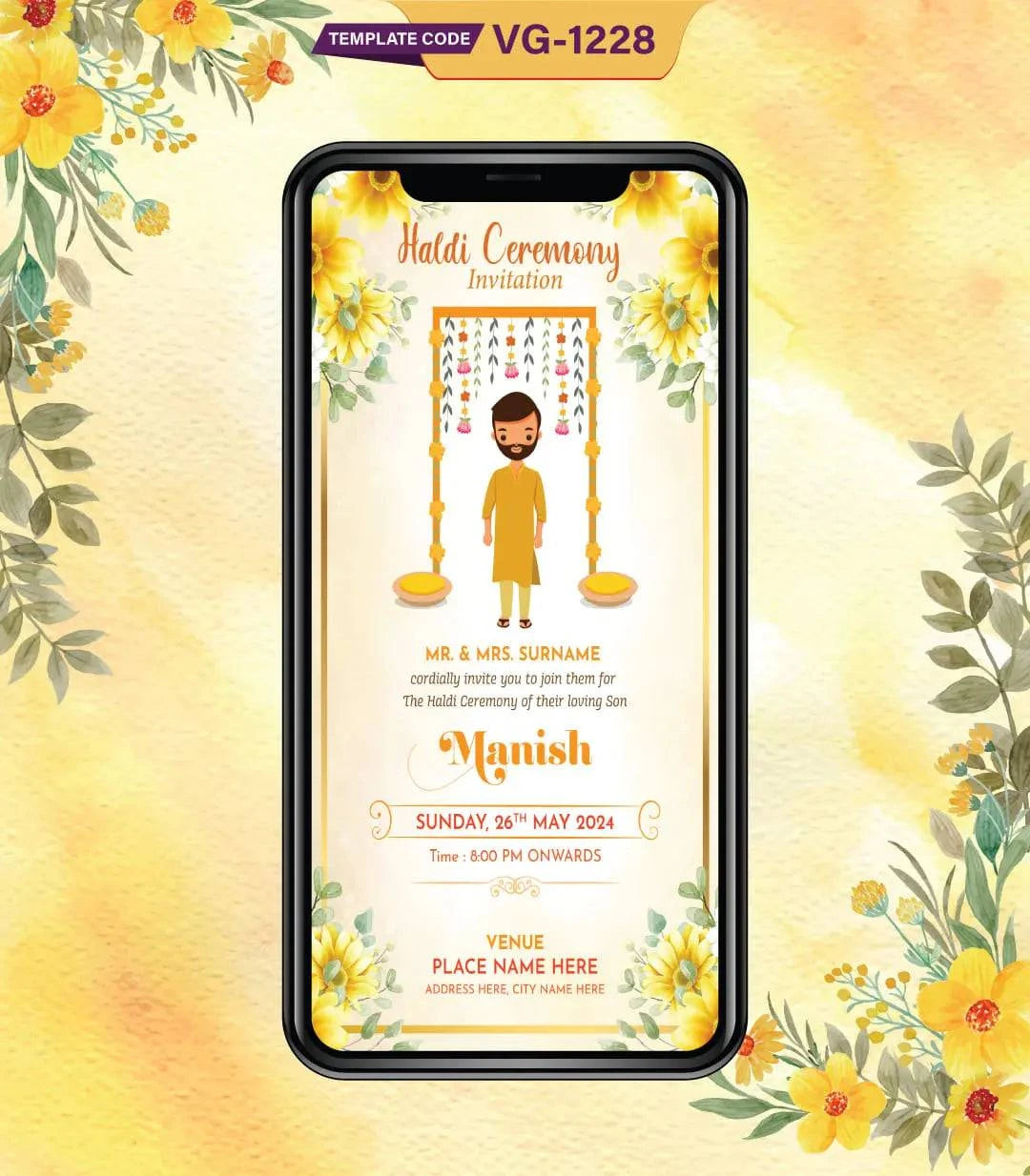 Groom Haldi Ceremony Invitation Card