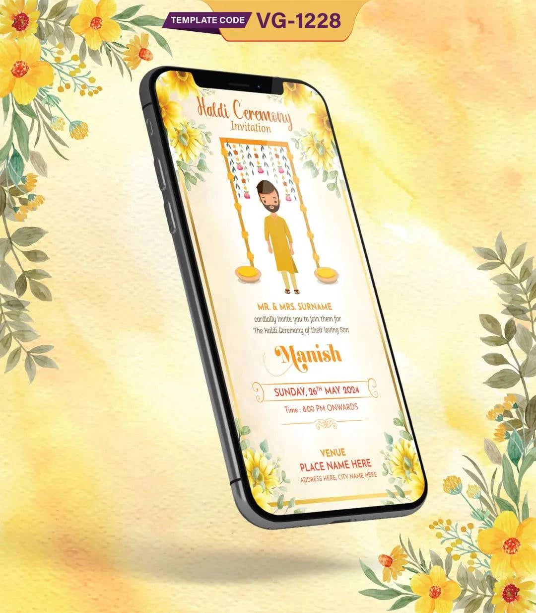 Groom Haldi Ceremony Invitation Card