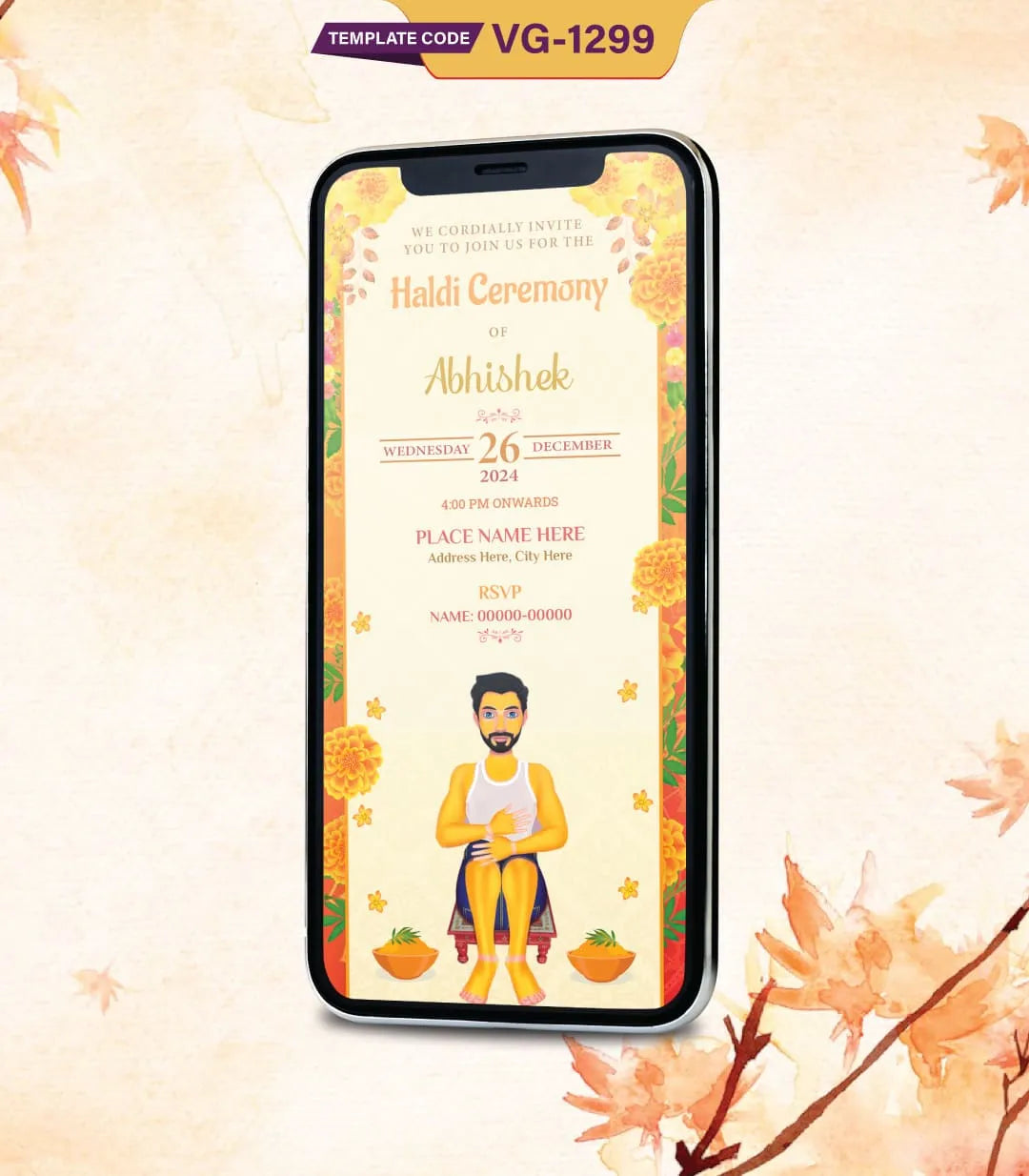 Groom Haldi Ceremony Invite Card