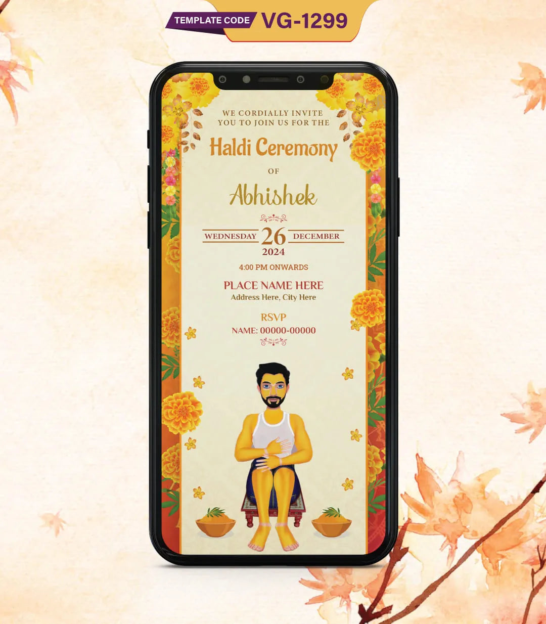 Groom Haldi Ceremony Invite Card