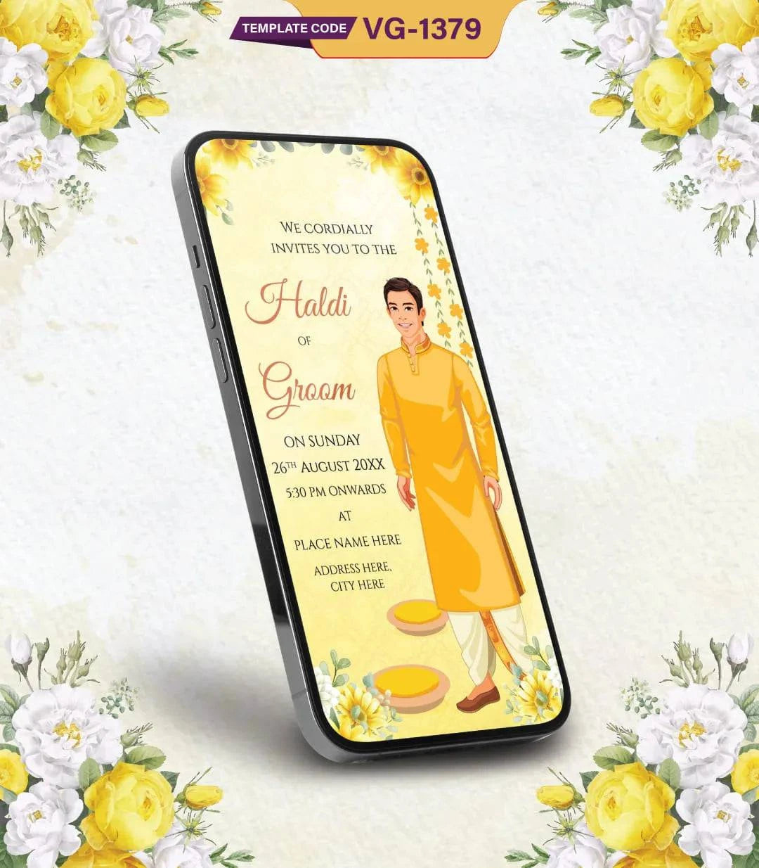 Groom Haldi Invitation Card