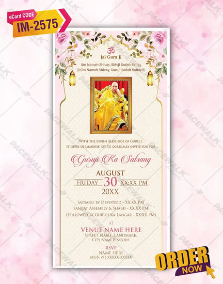 Guruji Satsang Invitation Card Online 