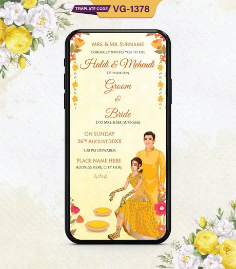 Haldi And Mehndi Invite Card | VG-1378