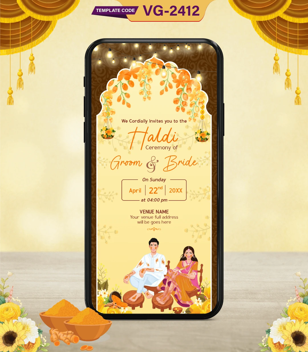 Haldi Ceremony Invitation Card Template