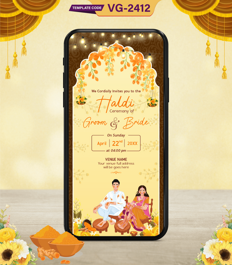 Haldi Ceremony Invitation Card Template | VG-2412