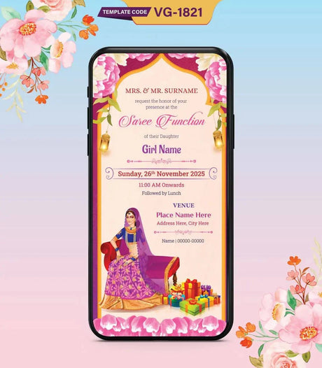 Half Saree Function Invitation Templates