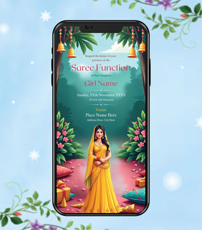 Half Saree Ceremony Invitation Card 