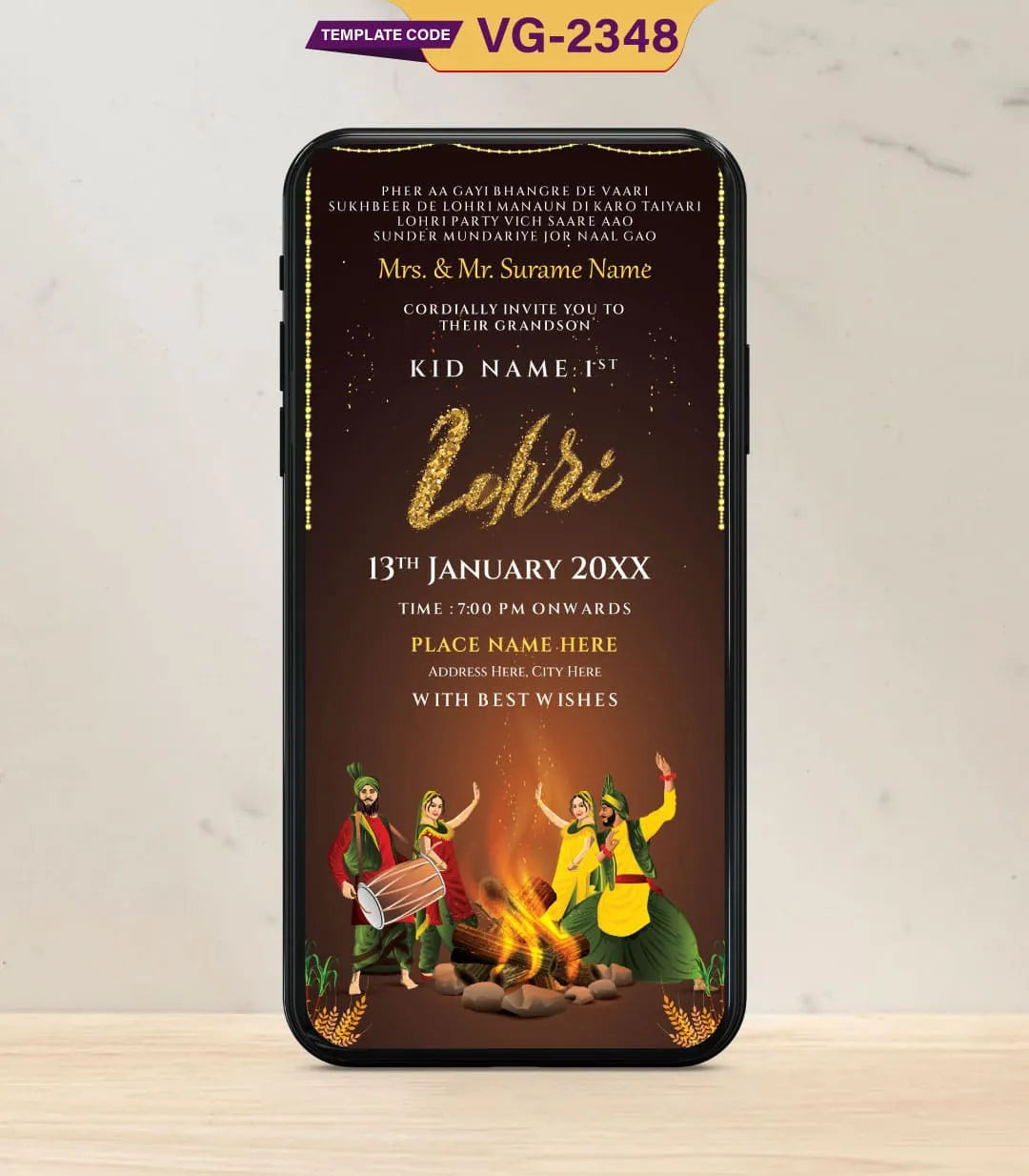 Happy First Lohri Invitation Card