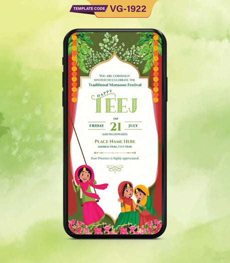 Happy Teej Invitation Card | VG-1922