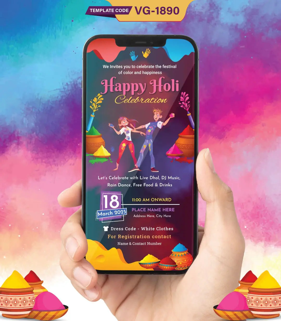 Holi Celebration Invitation | VG-1890