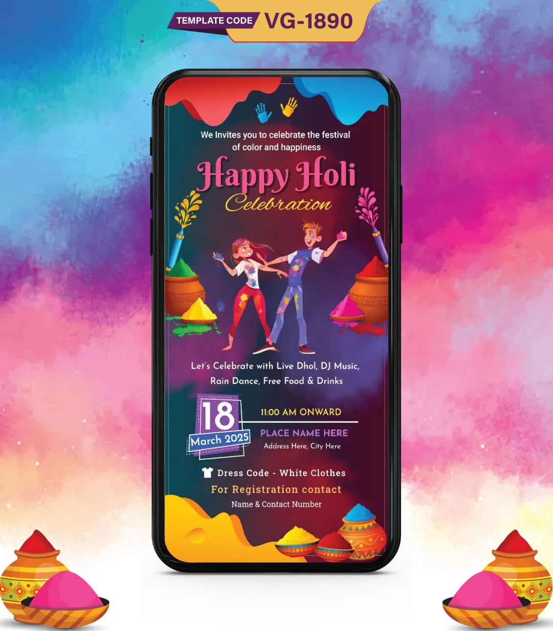 Holi Celebration Invitation | VG-1890