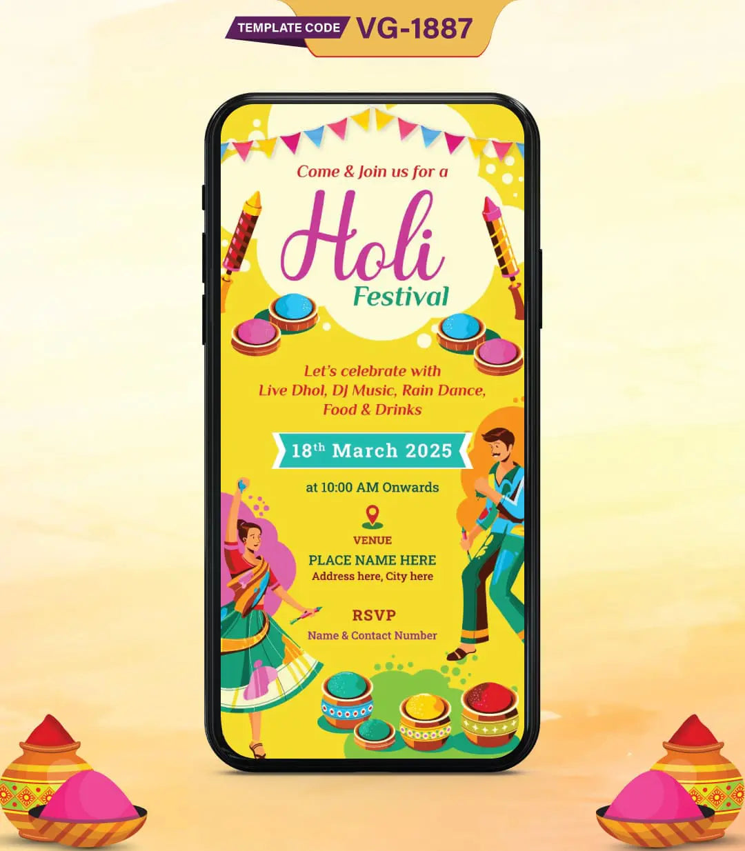 Holi Festival Invitation | VG-1887