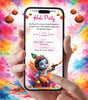 Holi Party Invitation with Bal Krishna Theme 