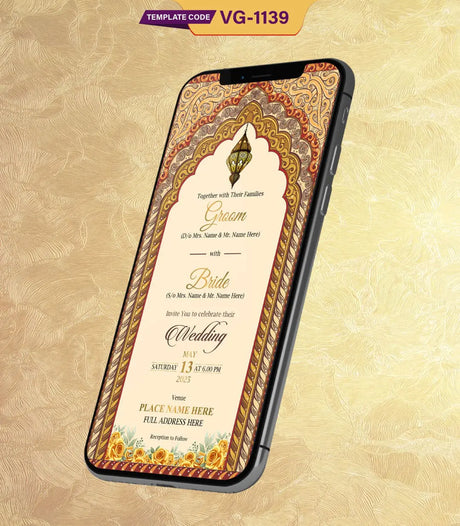 Indian Nakashi Wedding Invitation Card