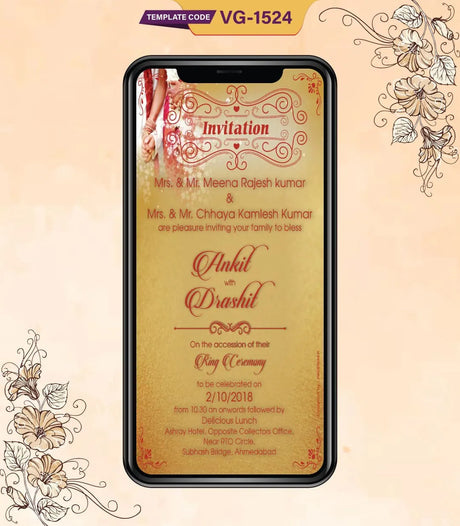 Indian Ring Ceremony Invitation Card | VG-1524