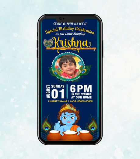 Krishna Birthday Invitation Card