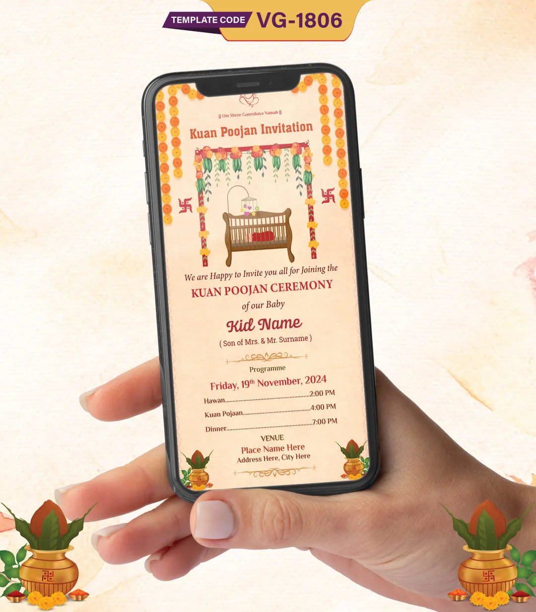 Kuan Poojan Invitation Card | VG-1806