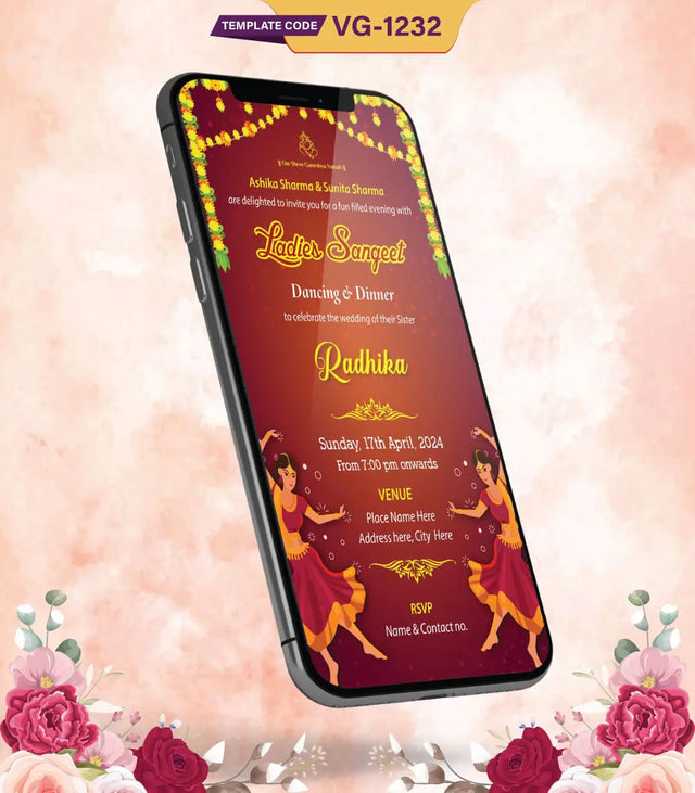 Ladies Sangeet Wedding Invitation Card