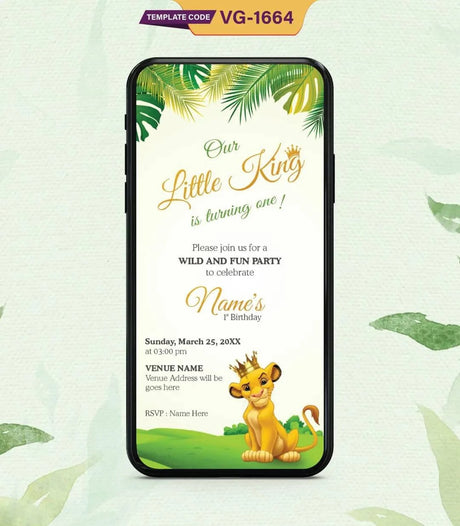 Lion King Birthday Party Invitation Card