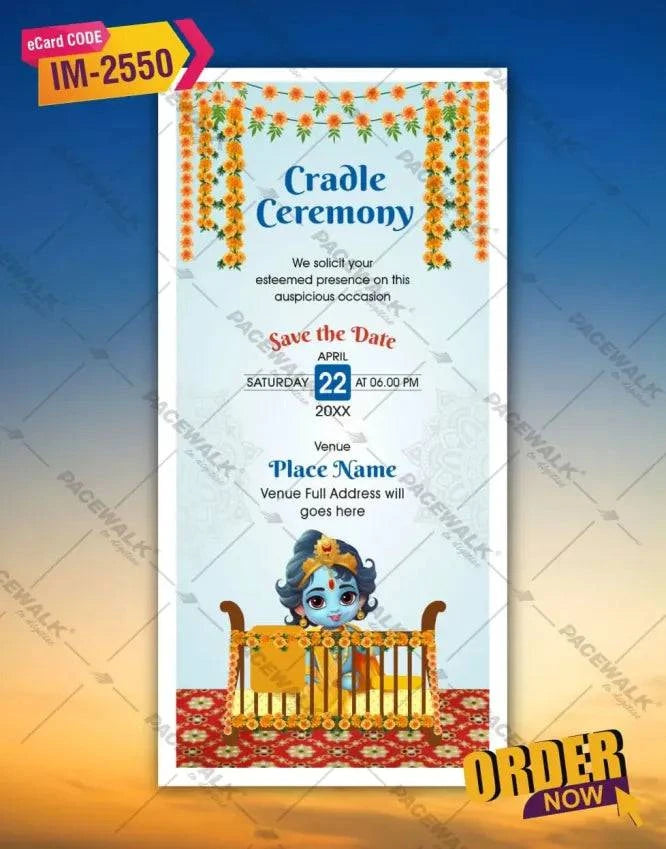 Little Krishna Cradle Ceremony Invitation 