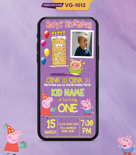 Little Piggy Birthday Party Invitation Card | VG-1612