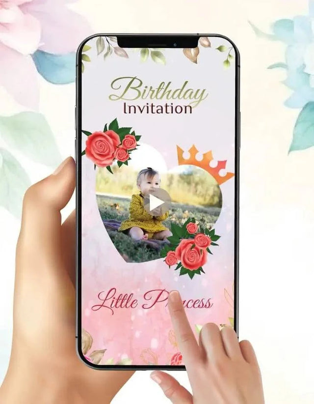 Little Princess With Photo Birthday Invitation Video