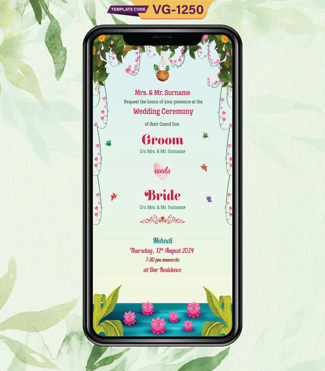 Little Radha Krishna Wedding Invitation Card 