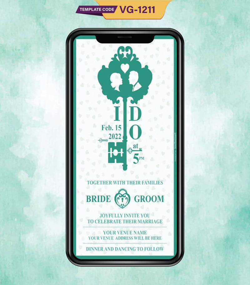 Lock And Key Theme Wedding Invitation Card | Modern Minimalist Digital ...