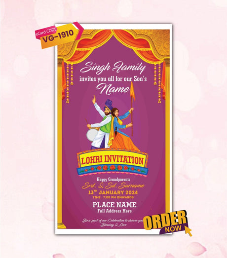 Lohri Invitation Card for Baby Boy
