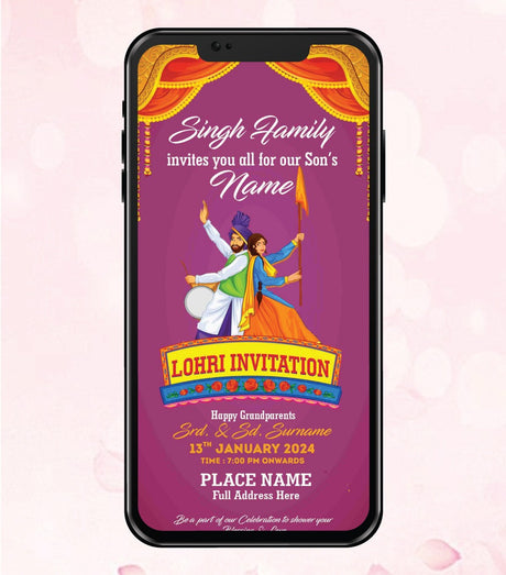 Lohri Invitation Card for Baby Boy