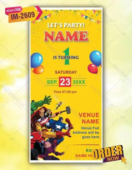 Marvel Avengers First Birthday Invitation