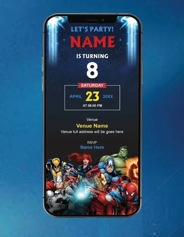 Marvel Heroes Birthday Invitation